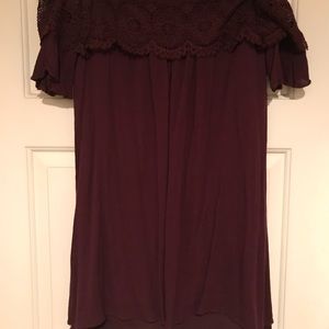 Maroon Off The Shoulder Dress